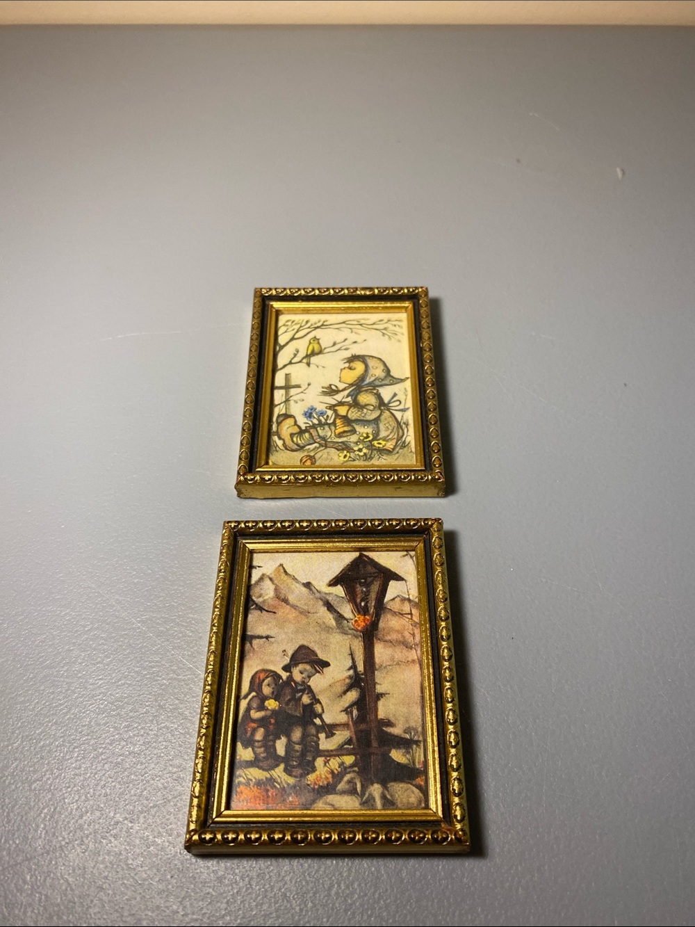 Vintage Miniature Hummel Prints Gold Frame Made in Germany